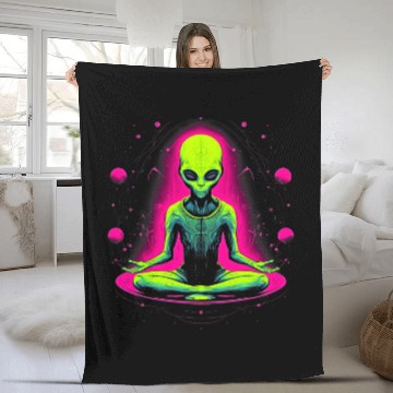 Discover Alien Zen EDM UFOs Cool Alien SciFi Yoga 4 Zip Fleece Blankets