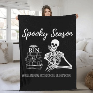 Discover Nursing School Student Halloween Skeletons for Spooky Season Baseball Tees Fleece Blankets