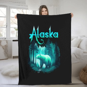 Discover Alaska State Pride Alaska Glaciers with Alaskan White Bear Fleece Blankets