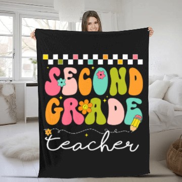 Discover Teacher Student Second Grade Teacher 2nd Squad Teacher Team Baseball Tees Fleece Blankets