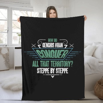 Discover Funny Genghis Khan History Pun Steppe by Steppe Zip Fleece Blankets