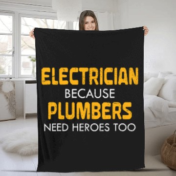 Discover Electrical Worker Plumbers Hero Lineman Funny Electrician Fleece Blankets