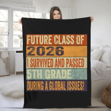 Discover Future Class Of 2026 5th Grade Funny Student Graduation 2 Fleece Blankets