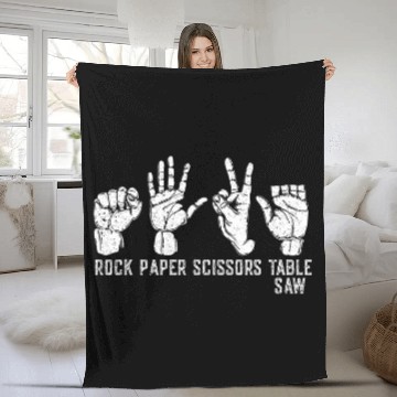 Discover Carpenters Woodworker Rock Paper Scissors Table Saw Fleece Blankets
