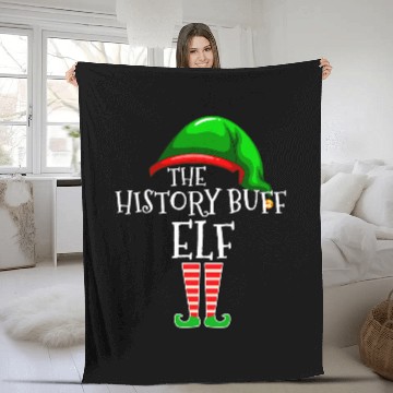 Discover History Buff Elf Family Matching Group Christmas Gift Squad 1 Fleece Blankets