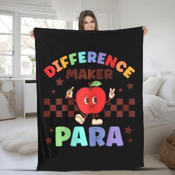 Discover Difference Maker Para Paraprofessional Apple Teacher Retro Baseball Tees Fleece Blankets