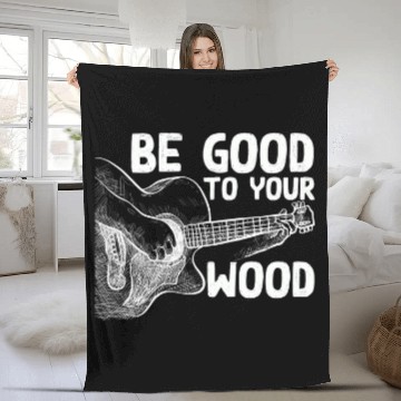 Discover Funny Guitar Classic Rock and Roll Acoustic Guitar Player Fleece Blankets