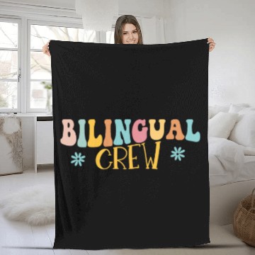 Discover Bilingual Crew Spanish Teachers Dual Language Preppy Fleece Blankets