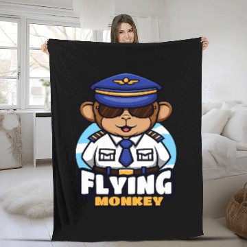 Discover Flying Monkey Pilot Fleece Blankets