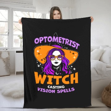 Discover Halloween Optometry Glasses Witch Eye Optician Doctor Womans Fleece Blankets