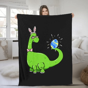Discover Brontosaurus Bunny Ears Egg Easter Day Dinosaur Dino Boys 1 Fleece Blankets