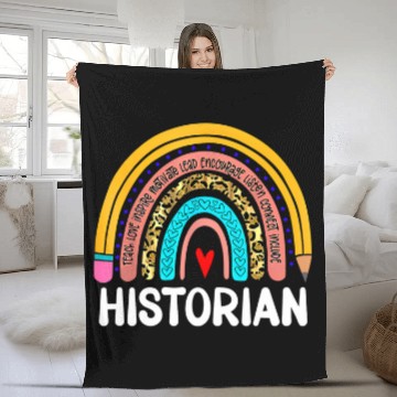 Discover Historian Leopard Rainbow Back To School History Teacher Baseball Tees Fleece Blankets