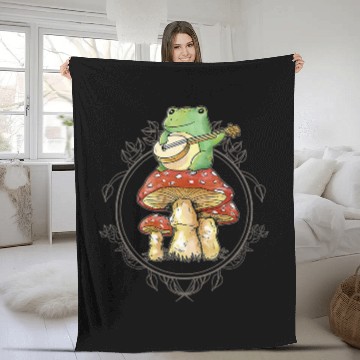 Discover Funny Banjo Frog Banjo Player Cottagecore Frog Playing Baseball Tees Fleece Blankets