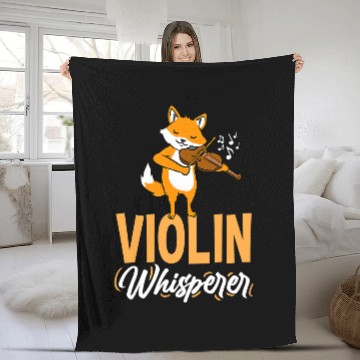 Discover Funny Violin Fox Lover Violin Whisperer Fox Violinist Zip Fleece Blankets