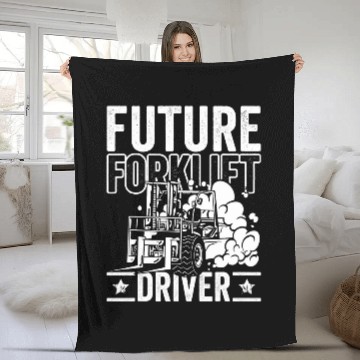 Discover Future Forklift Driver Forklift Operator Warehouse for Kids Fleece Blankets
