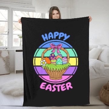 Discover Happy Easter Egg Basket Fleece Blankets