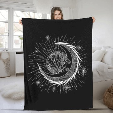 Discover Boho Moon Sun Astrology Gift Fleece Blankets