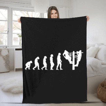 Discover Electrician Electricity Evolution Lineman Zip Fleece Blankets