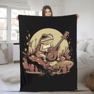 Discover Funny Banjo Cottagecore Toad Playing Banjo By Pond Fleece Blankets