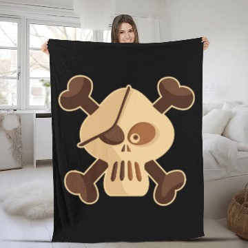 Discover Funny Skull and Crossbones Pirate Graphic Fleece Blankets
