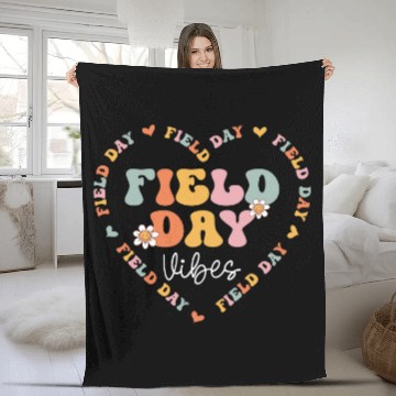 Discover Groovy Field Vibes Day Squad Teacher PE Field Trip Fleece Blankets