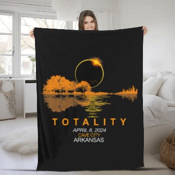 Discover Funny Guitar Cave City Arkansas Total Solar Eclipse 2024 Guitar Fleece Blankets