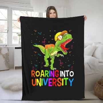Discover Student University TRex Dinosaur Back To School Baseball Tees Fleece Blankets