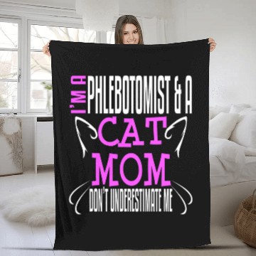 Discover Phlebotomist Cat Mom Owner Phlebotomy Funny Fleece Blankets