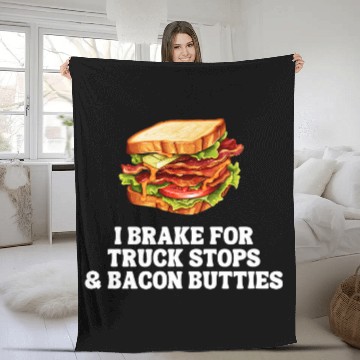 Discover Funny Lorry Driver Trucker Bacon Sandwich Gift Fleece Blankets