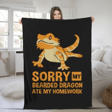 Discover Funny Bearded Dragon Gift Men Women Kid Cool Homework Gag Fleece Blankets