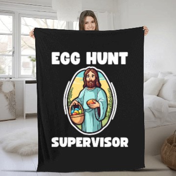 Discover Easter Egg Hunt Supervisor Jesus Fleece Blankets