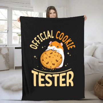 Discover Funny Official Cookie Tester Cute Hamster Lover Fleece Blankets