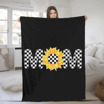 Discover Checkered Mom Sunflower Checkerboard Floral Racing Zip Fleece Blankets