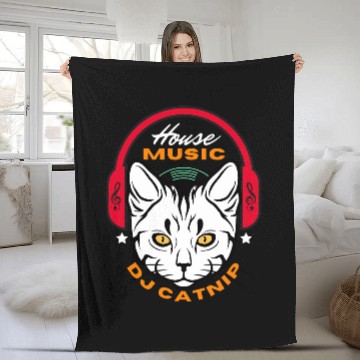 Discover DJ Catnip 2Funny Audio Wave House Music 22 Fleece Blankets