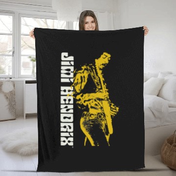 Discover Funny Guitar Jimi Hendrix Silhouette Guitarist Fleece Blankets