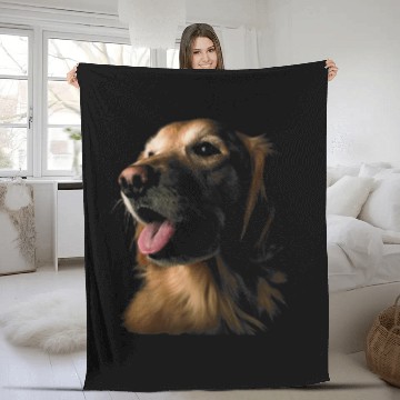 Discover Golden Retriever Pet Face Zip Fleece Blankets