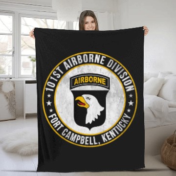 Discover 101st Airborne Division Fort Campbell Kentucky Emblem Fleece Blankets