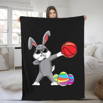 Discover Funny Basketball Dabbings Easter Bunny Rabbit Dab Basketball Player Egg Hunt Fleece Blankets