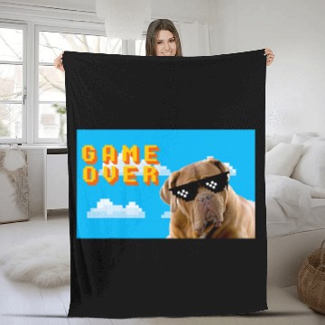 Discover Bull Mastiff Pet 8Bit Game Over Fleece Blankets