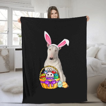 Discover Bull Terrier Pet Easter Egg Funny Bull Terrier Easter Fleece Blankets