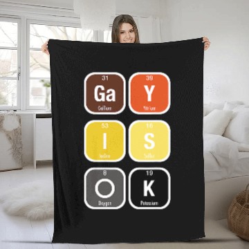 Discover Gay Is OK mlm Pride Subtle LGBTQ Bear Flag Chemistry Gift Fleece Blankets