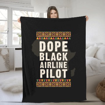 Discover Dope Black Airline Pilot Juneteenth Black History Month Fleece Blankets