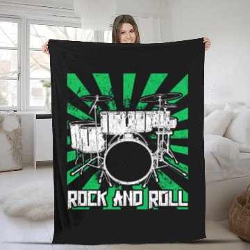 Discover Funny Drummer Rock and Roll Drummer Musician Drum Fleece Blankets