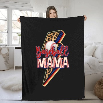 Discover Sport Baseball Retro Baseball MAMA Cheetah leopard baseball lightning bolt Baseball Tees Fleece Blankets