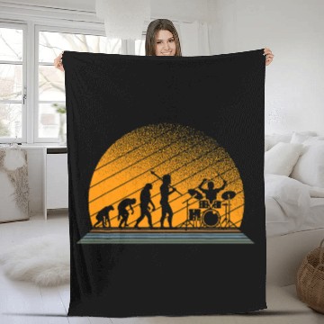 Discover Funny Drummer legend Evolution full moon Drumsticks Fleece Blankets
