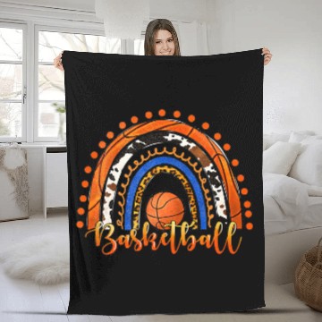 Discover Funny Basketball Leopard Rainbow Ball Mom Mothers Day Fleece Blankets