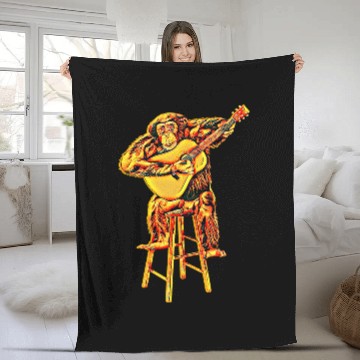 Discover Funny Guitar Lover Chimpanzee Playing Zip Fleece Blankets