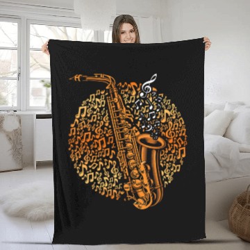 Discover Funny Saxophone Musician Jazz Music Fleece Blankets