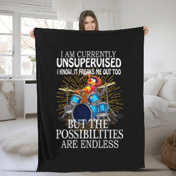 Discover Funny Drummer Frog Gift drummer Im unsupervised but possibilities are endless Fleece Blankets