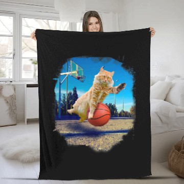Discover Funny Basketball Maine Coon Cat Playing Baseball Tees Fleece Blankets